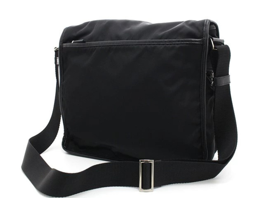 Prada leather shoulder bag black Tessuto Saffiano Black